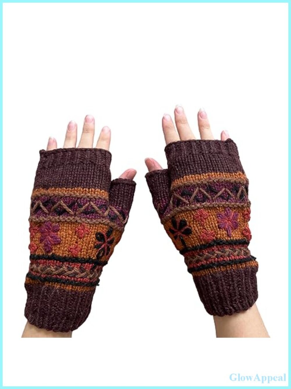 Hand Knit Alpaca Fingerless Gloves Fleece Lined Texting Driving Winter